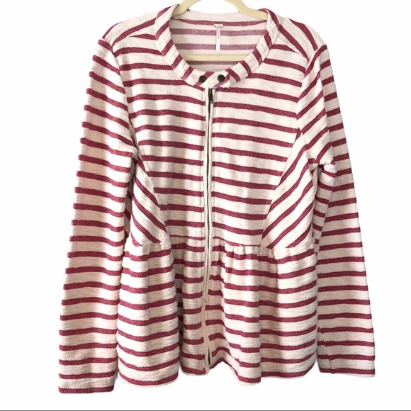 Free People Anthro Striped Textured Peblum Jacket - Picture 2 of 10